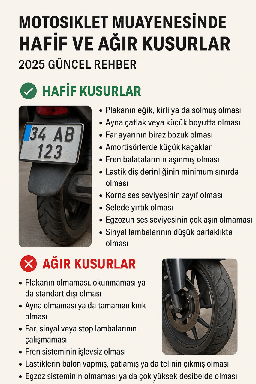 Motosiklet Muayenesinde Hafif ve Ağır Kusurlar – 2025 Güncel Rehber