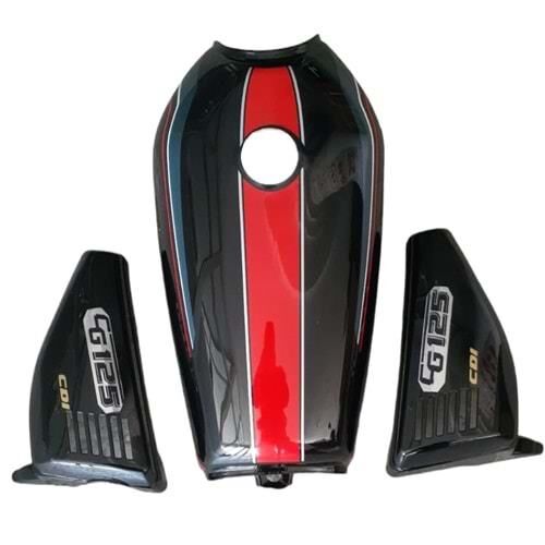 Benzin Deposu+Yan Kapak Siyah Şeritli Cg/Kuba