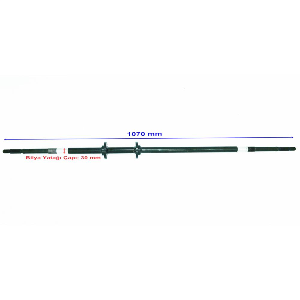 Buggy Arka Aks 1070 Mm Bilya Yatağı 30 Mm 2 Flanşlı Brg 24 Freze Öm