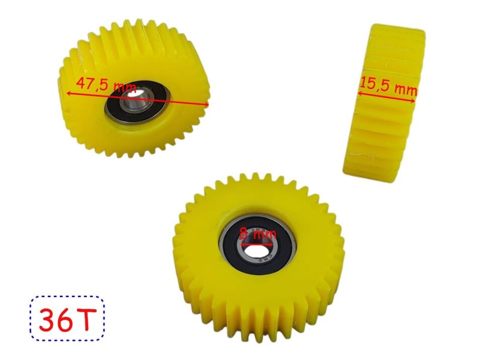 E-Bis Pedal Destekli Plastik Dişli Rulmanlı 3 Lü Set 36T 15,5-47,5 Mm Öm