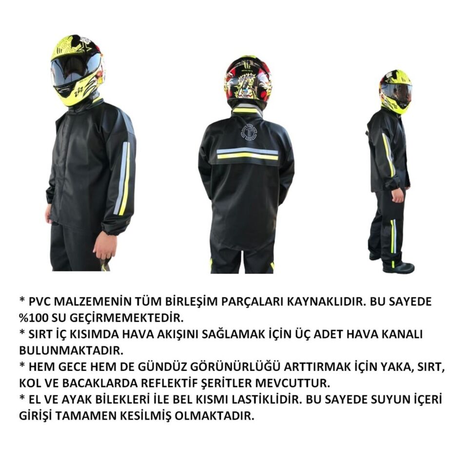 Motosiklet Yağmurluk Alt-Üst Takım 2Xl Beden Pvc Kumaş Dikişsiz