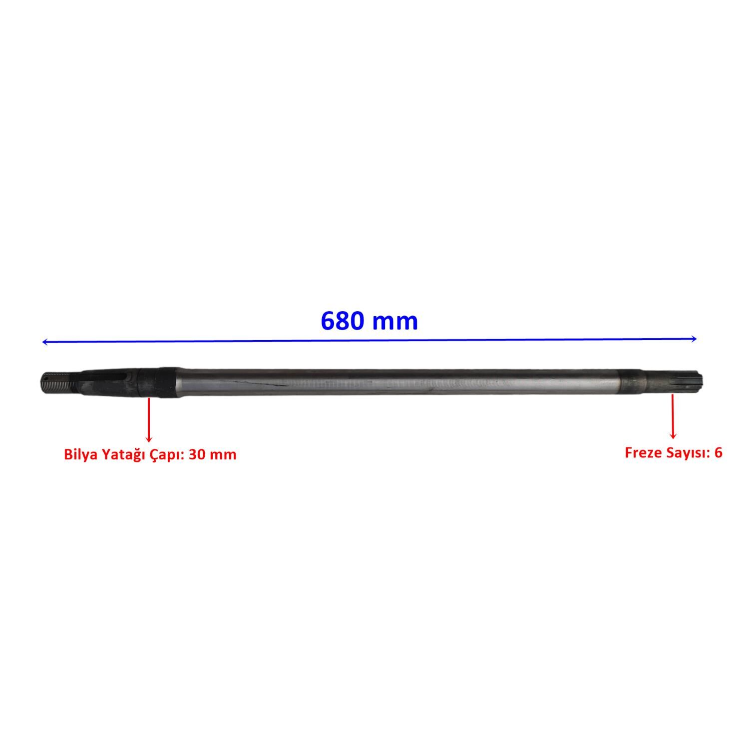 Bisan Kasalı Arka Aks 680 Mm Bilya Yatağı 30 Mm 6 Freze Öm