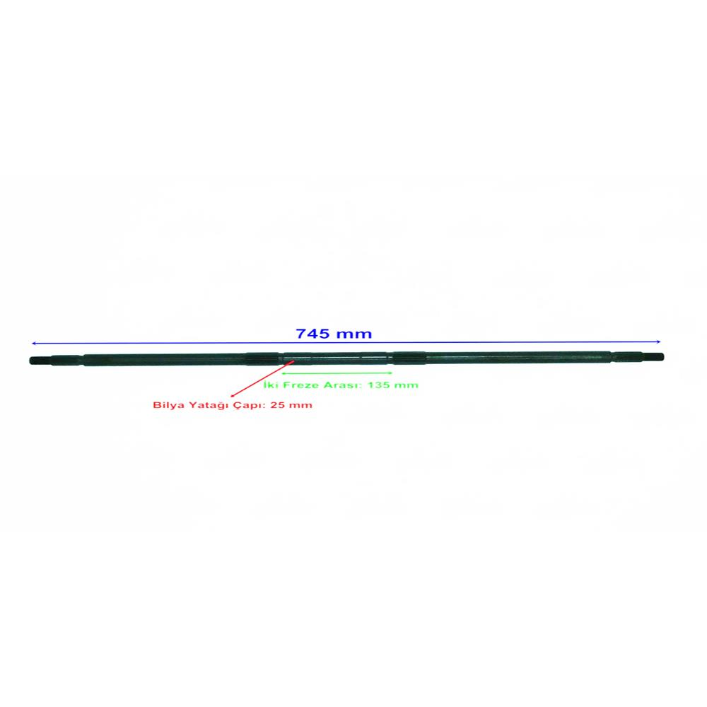 Atv Yuki Şimşek Aks 745 Mm Bilya Yatağı 25 Mm 19 Freze Öm