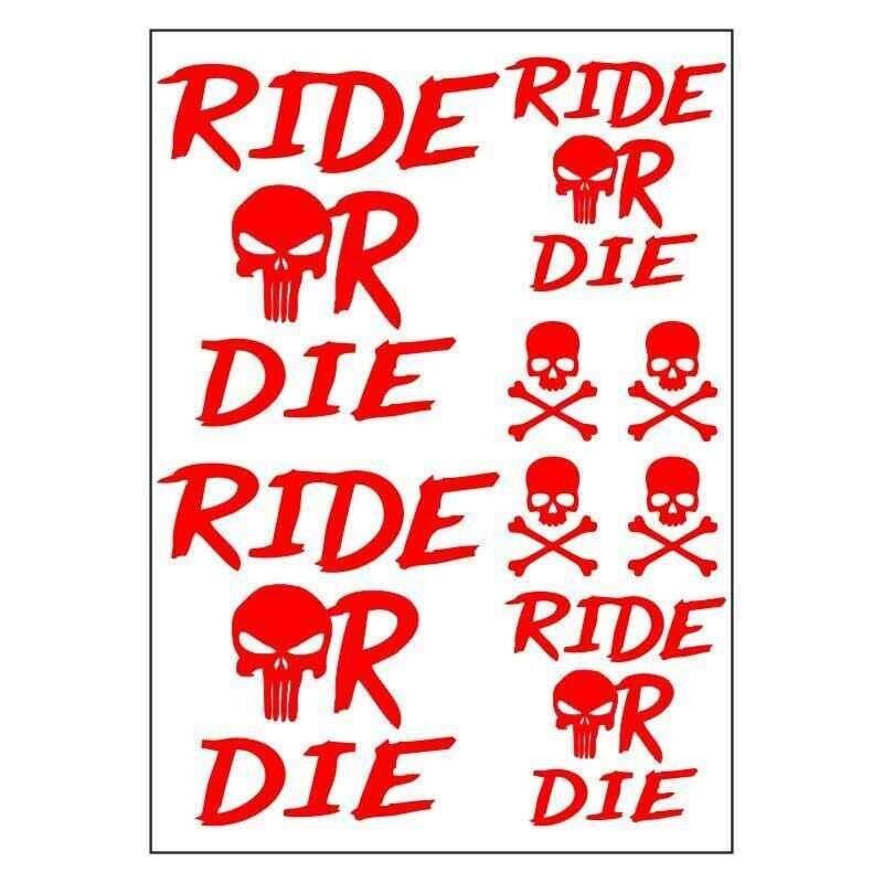 A4 Sticker 124 Tek Paket Çoklu Ride Or Die Kırmızı