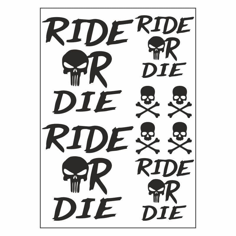A4 Sticker 127 Tek Paket Çoklu Ride Or Die Siyah