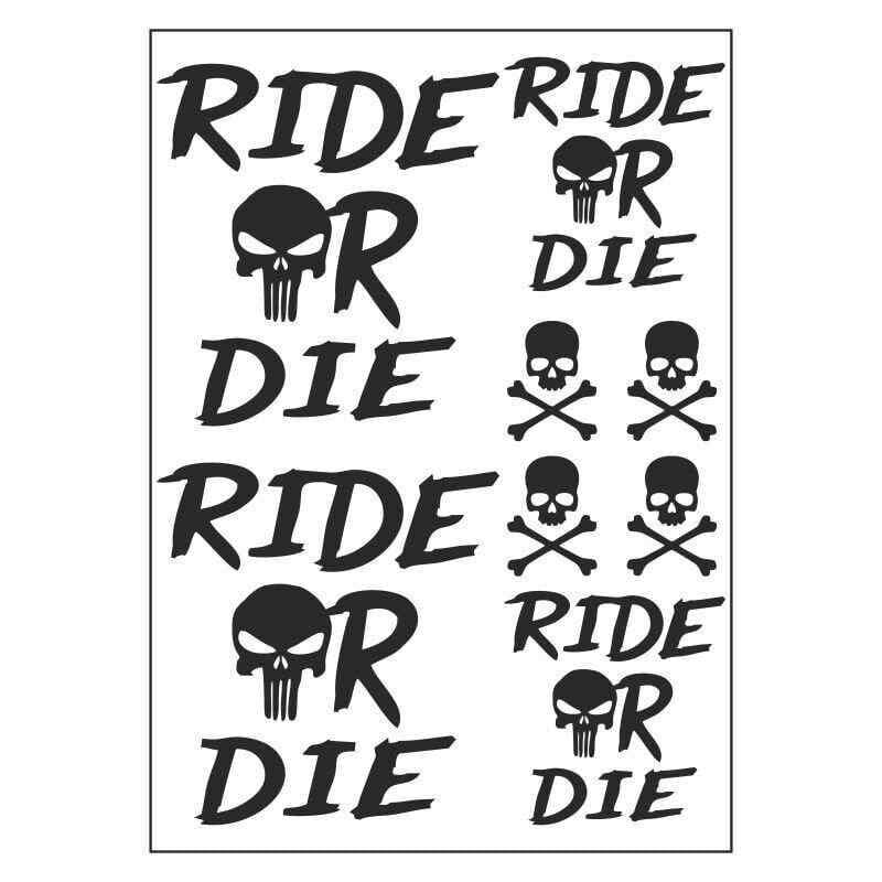 A4 Sticker 127 Tek Paket Çoklu Ride Or Die Siyah