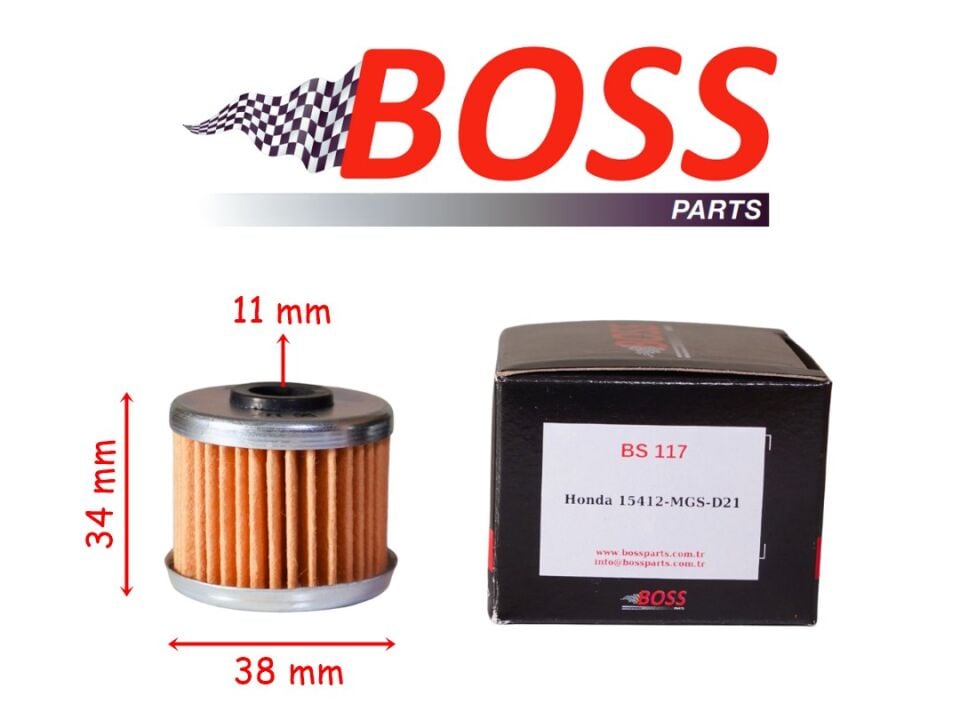 Honda Yağ Filtresi Boss Bs117 (Hf117) 38-36-11 Mm Crf Africa Twin, Nc750 X Dct, Msx 125