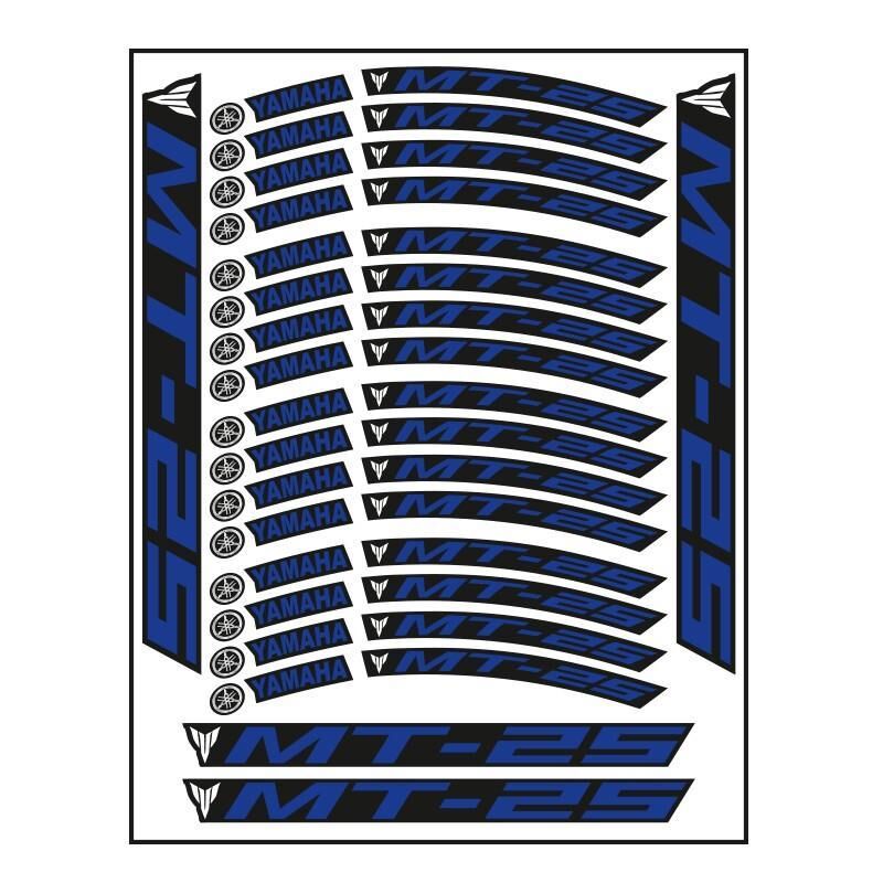 Yamaha Mavi Baskı Mt-25 Uyumlu 1 Set Jant Şeridi