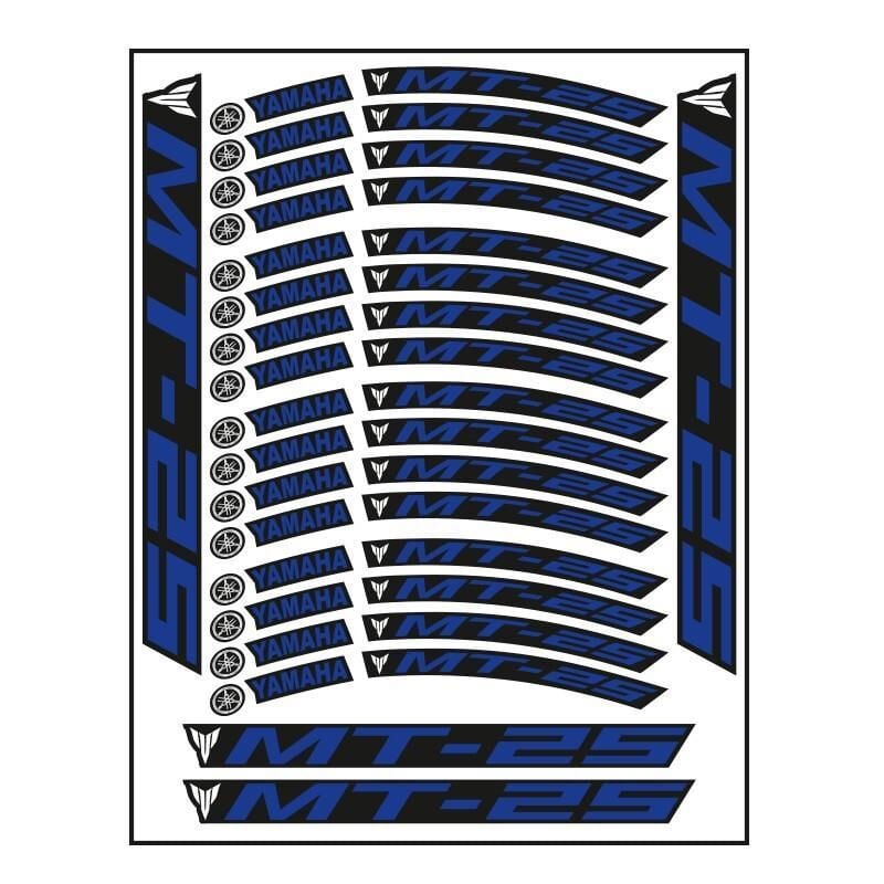 Yamaha Mavi Baskı Mt-25 Uyumlu 1 Set Jant Şeridi