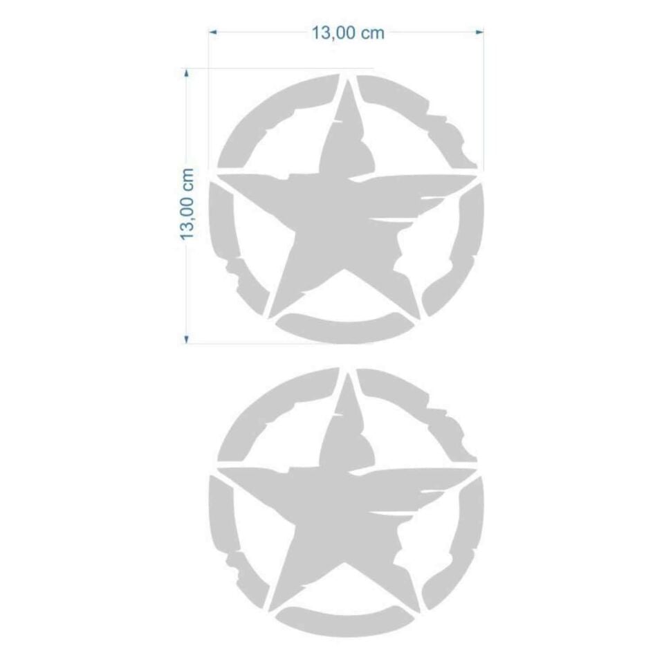 Skm Army Yıldız 13 X 13 Cm Gri Sticker 2 Li