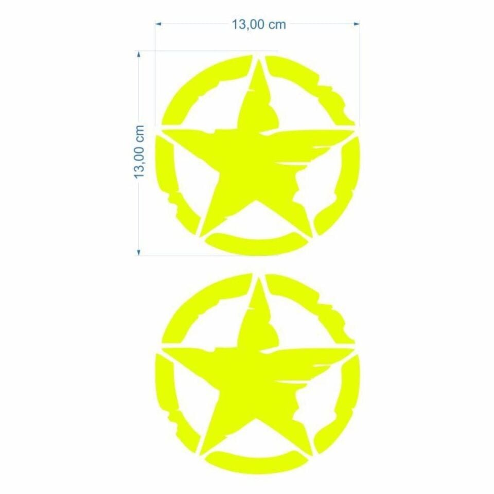 Skm Army Yıldız 13 X 13 Cm Flo Sarı Sticker 2 Li