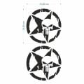 Skm Army Yıldız Kuru Kafa 13 X 13 Cm Siyah Sticker 2 Li