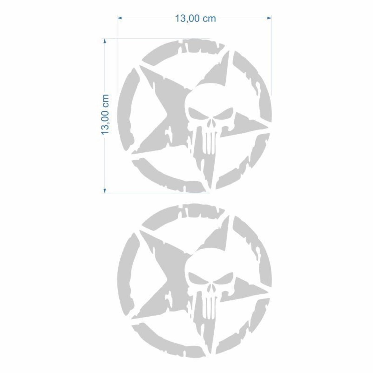 Skm Army Yıldız Kuru Kafa 13 X 13 Cm Gri Sticker 2 Li