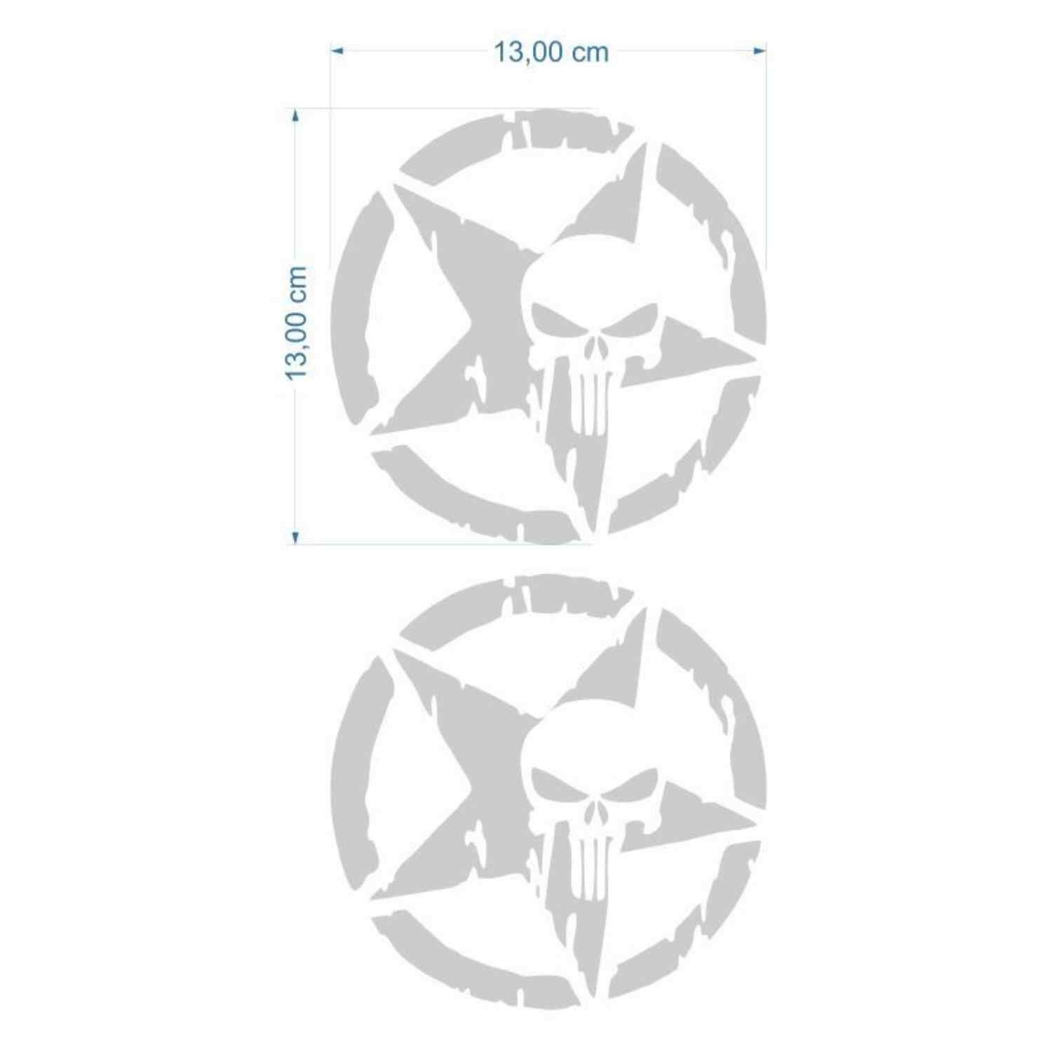 Skm Army Yıldız Kuru Kafa 13 X 13 Cm Gri Sticker 2 Li