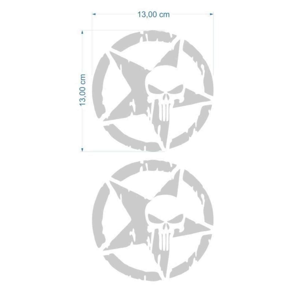 Skm Army Yıldız Kuru Kafa 13 X 13 Cm Gri Sticker 2 Li