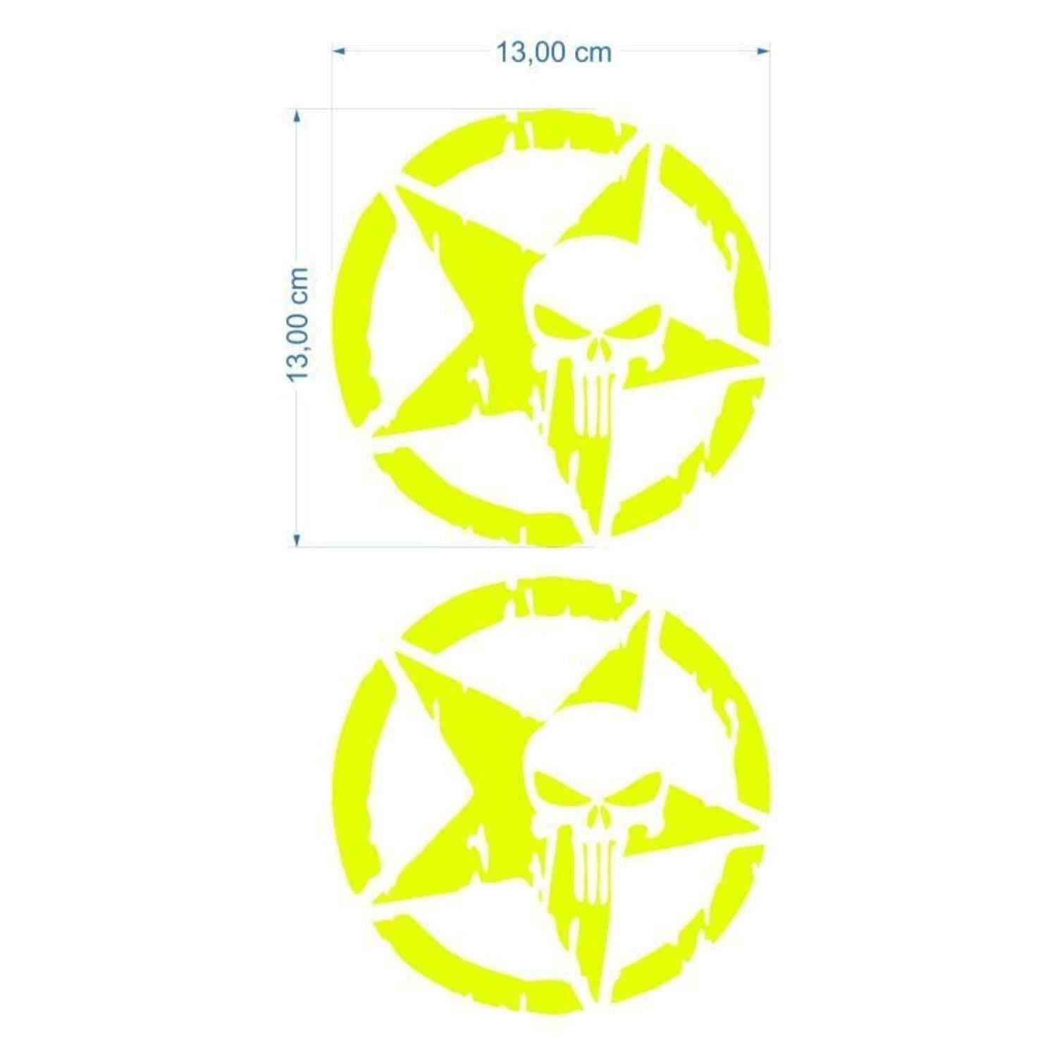 Skm Army Yıldız Kuru Kafa 13 X 13 Cm Flo Sarı Sticker 2 Li