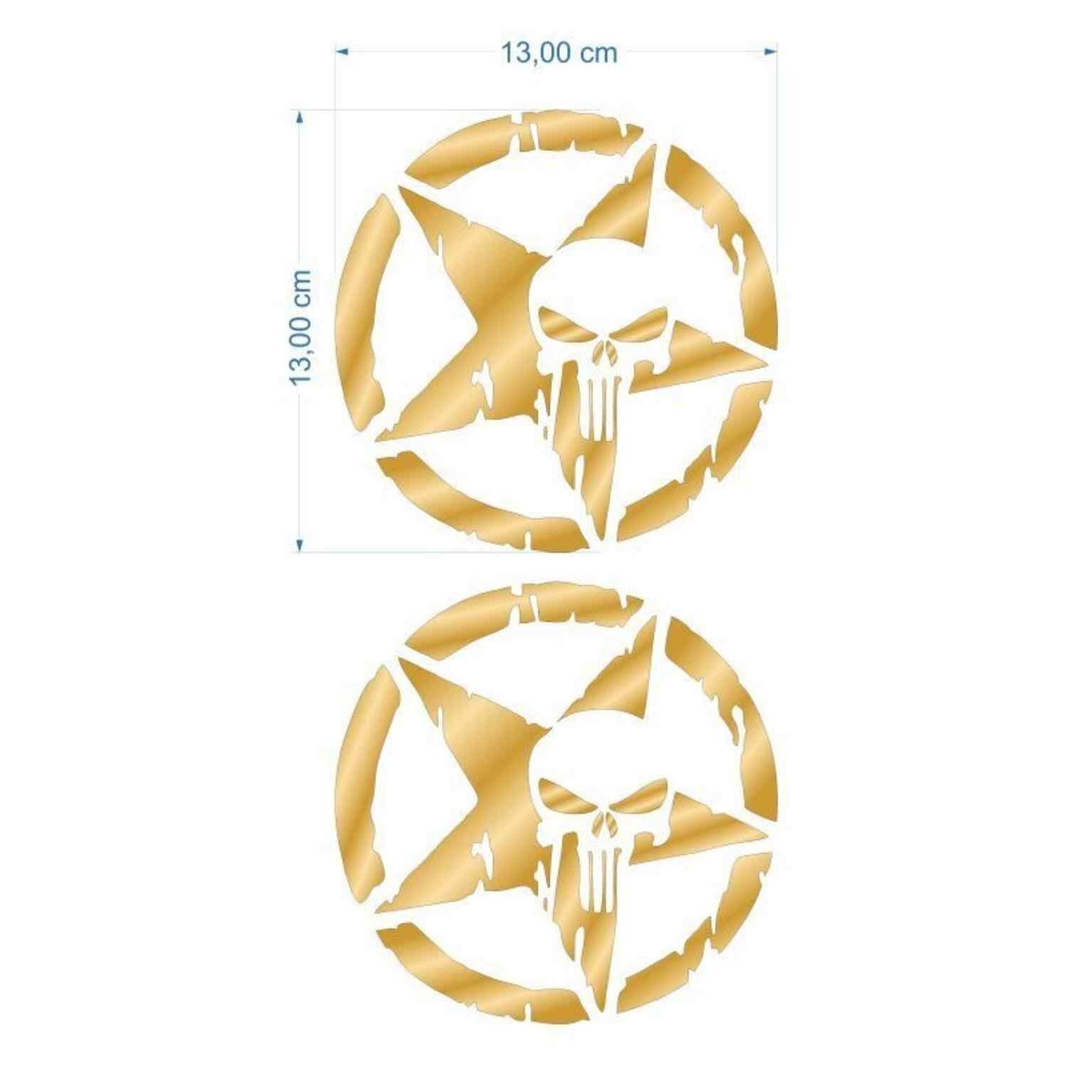 Skm Army Yıldız Kuru Kafa 13 X 13 Cm Gold Sticker 2 Li