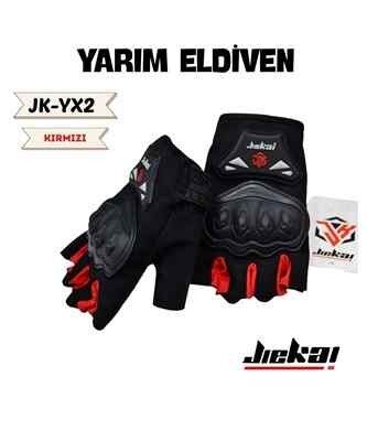 Eldiven Korumalı Jk Yx Parmaksız Siyah Kırmızı L