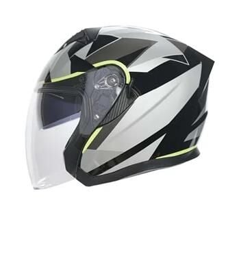 Kask Çenesiz Vizörlü Kc Siyah Gri Neon Sarı E Belgeli L Beden