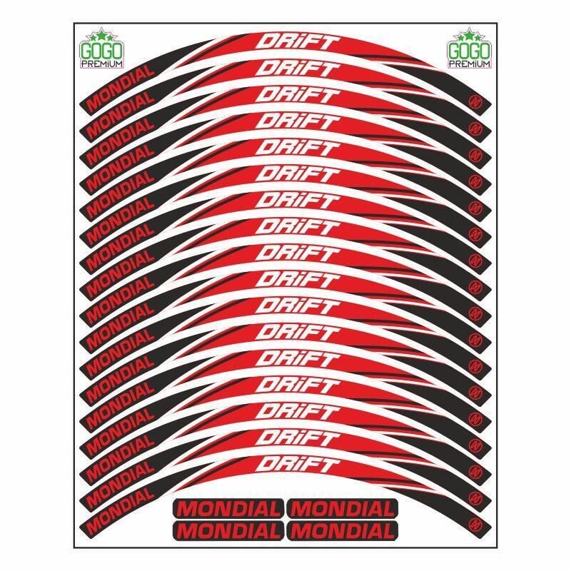 Mondial Drift L Uyumlu Kırmızı 1 Set Jant Şeridi