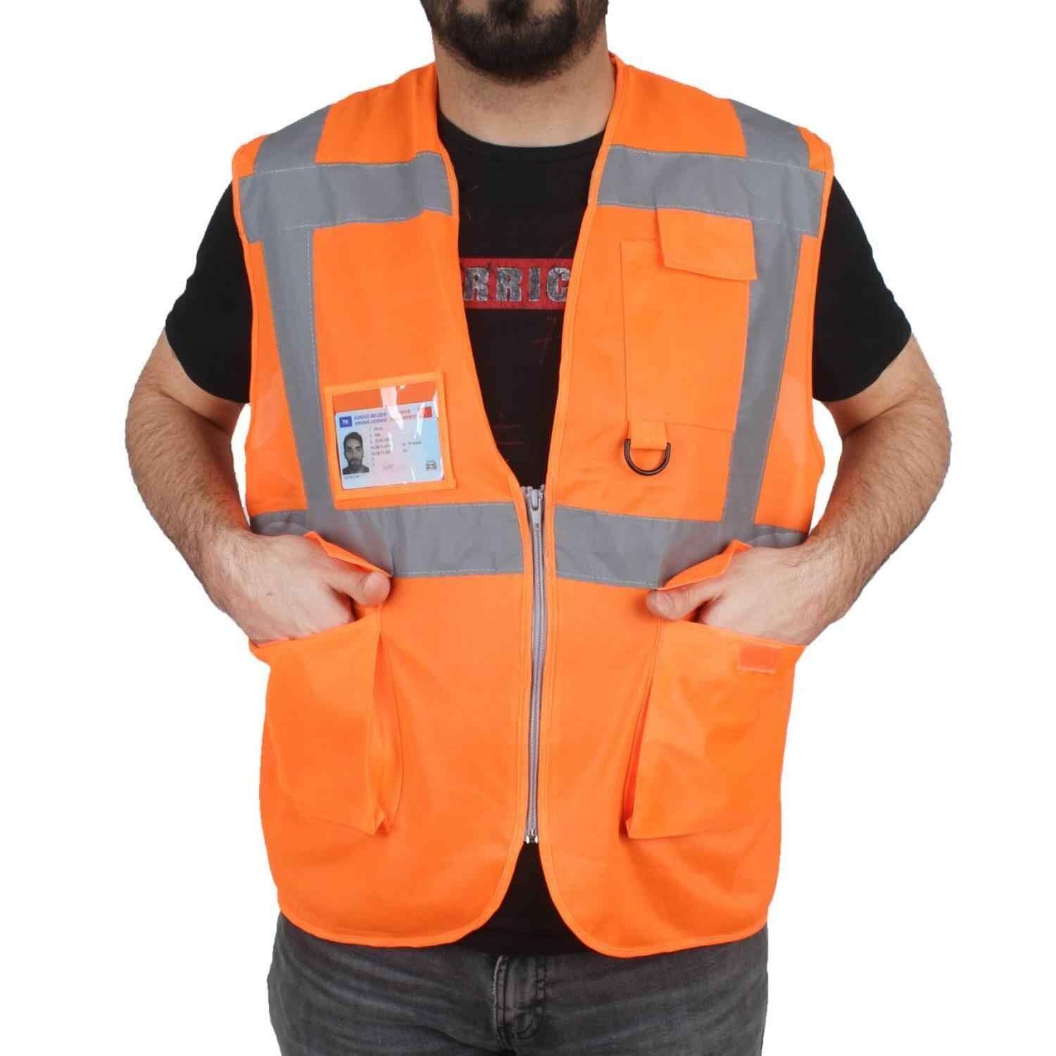Yelek Cepli Reflektörlü Turuncu L