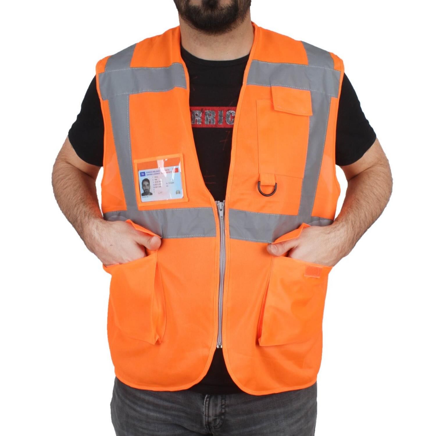 Yelek Cepli Reflektörlü Turuncu Xxl