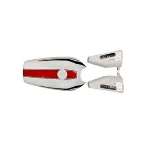 Benzin Deposu+Yan Kapak Beyaz Şeritli Cg/Kuba