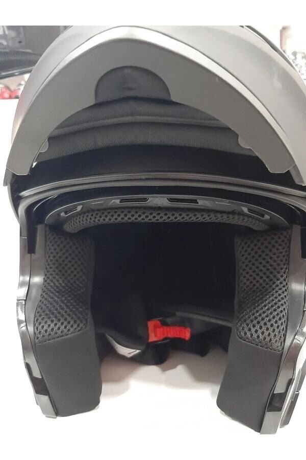 Jk-20  Jk 902 Mat Siyah Çene Pedli Güneş Vizörlü Çeneden Açılır Kask [Mat Black]