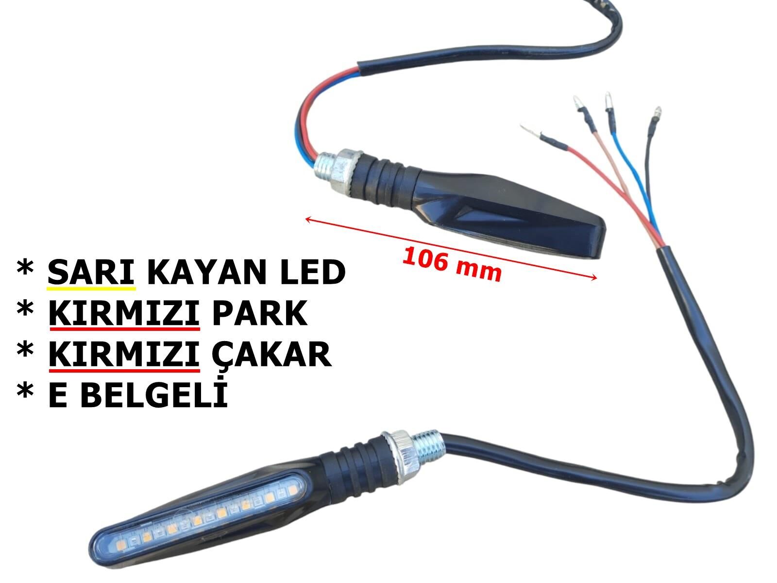 Sinyal Led Kayan İnce-Uzun 2 Li Set (Kl020-4) (3 Fonksiyonlu)