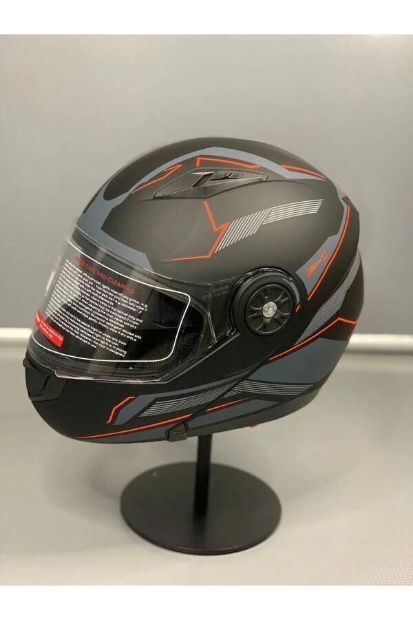 JK115 Çeneli Motosiklet Kaskı Güneş Gözlüklü [F-3] Desen