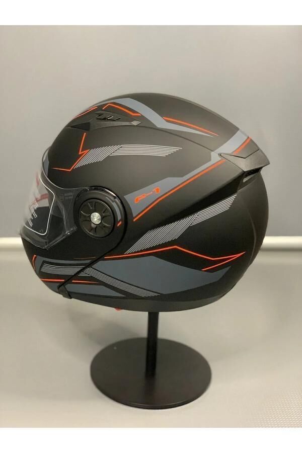 JK115 Çeneli Motosiklet Kaskı Güneş Gözlüklü [F-3] Desen