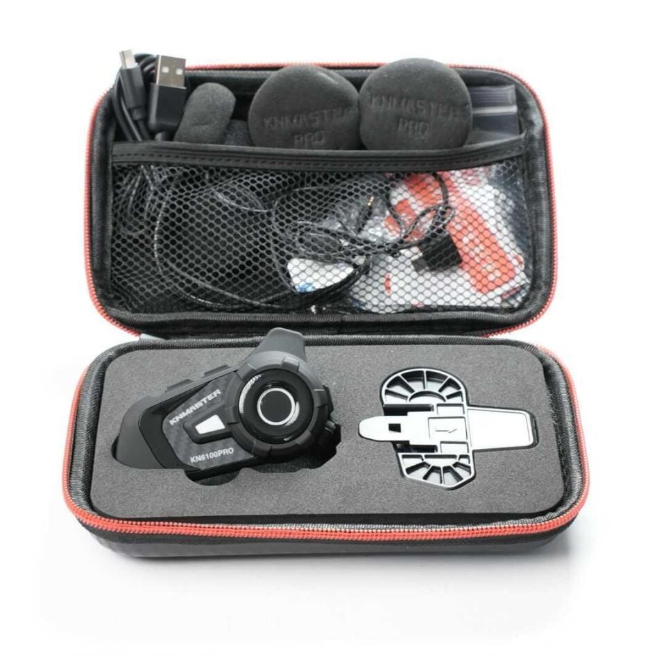 Knmaster Kn6100 Pro Motosiklet Kask İnterkom Seti-Karbon Siyah