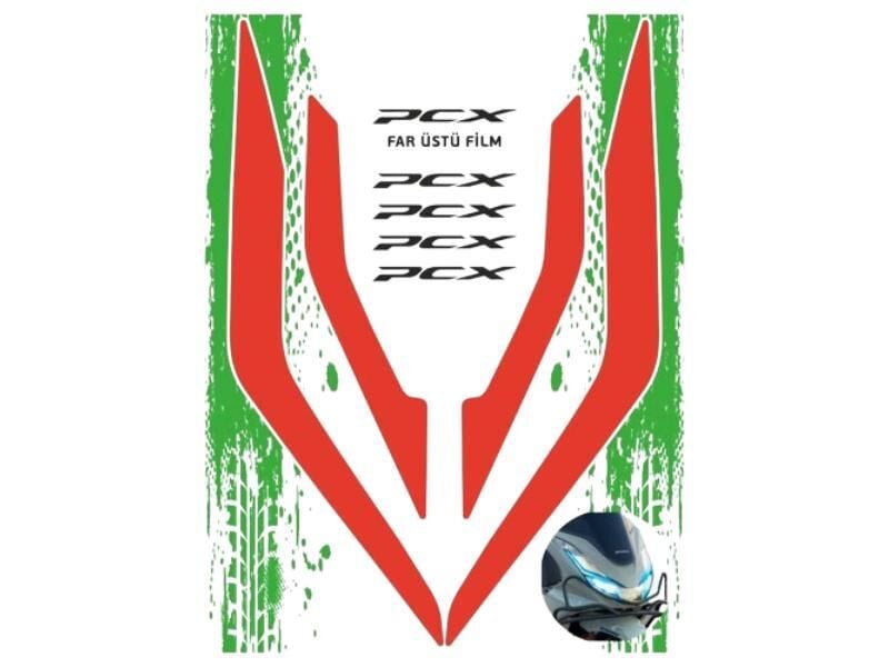 Honda Pcx 2021 - 2024 Uyumlu Far Üstü Film Kırmızı
