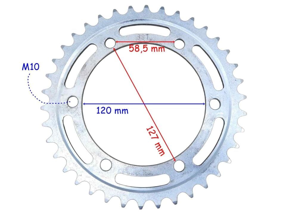 Rks R250 Arka Dişli 520-38T İç 120 Mm 6 Delikli Geniş Göbekli Öm
