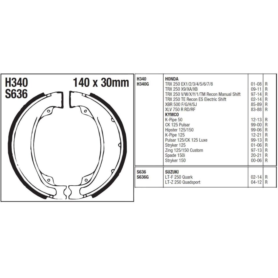 Fren Balatası Kampana İç 140 Mm Kalınlık 30