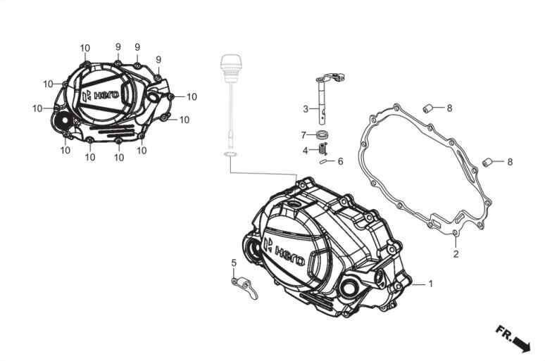 Hero X Pulse 200 4V (Xpr E5) Motor Govde Sag Kapak Gri Orj ResimNo:1