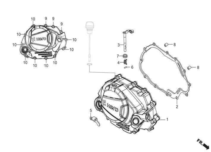 Hero Xpulse 200 (Xpr Plus) Motor Govde Sag Kapak Gri Orj ResimNo:1