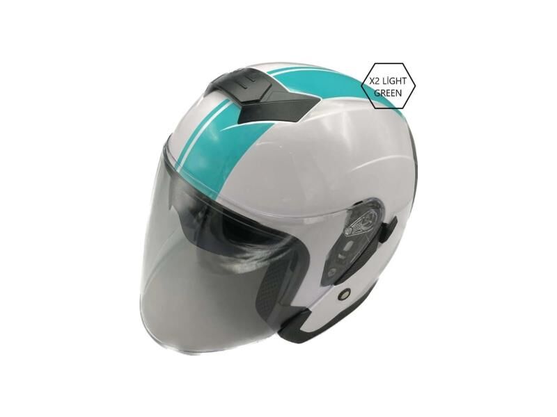 Jk-20 Jıekaı Yarım Güneş Gözlüklü Kask [X2 Light Green]Desen M Beden