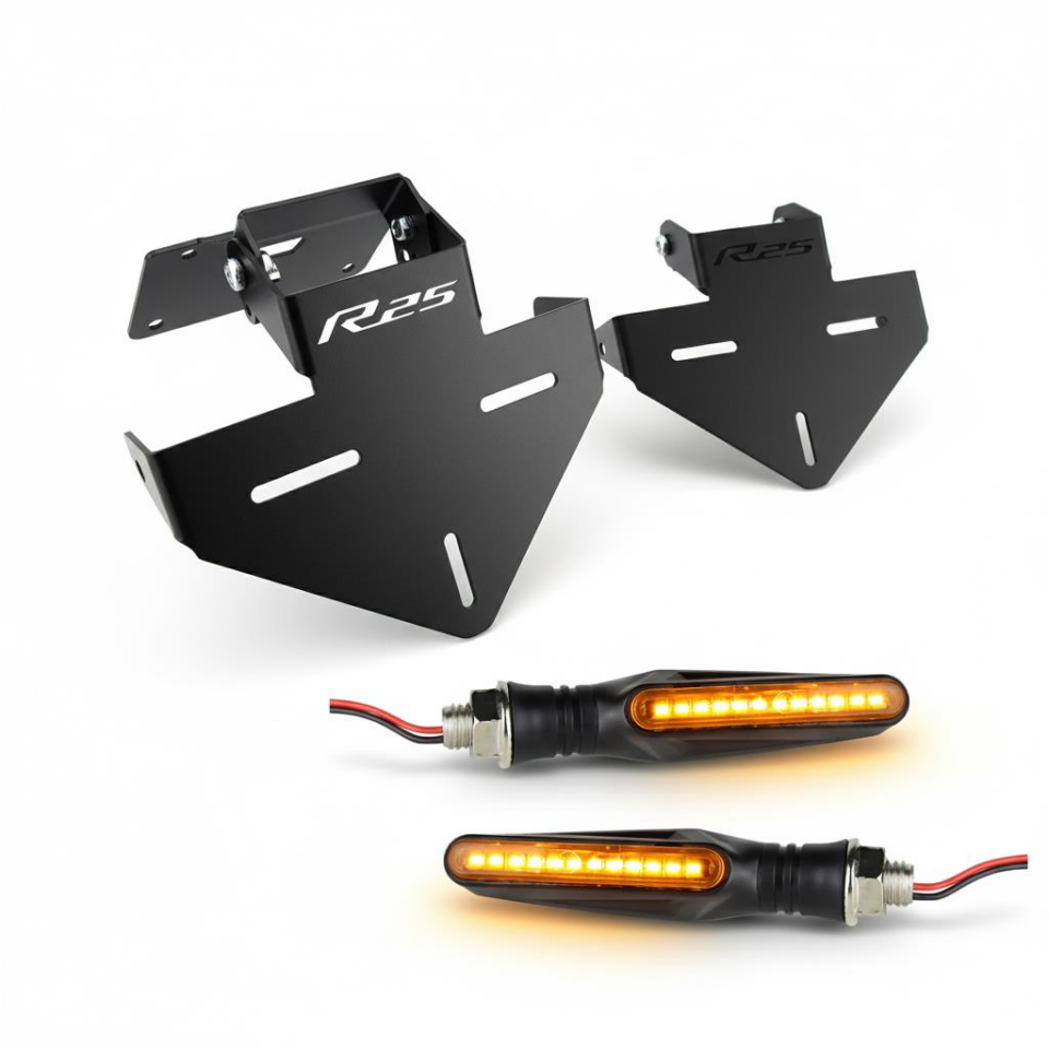 Yamaha R25 Uyumlu Katlanır Plakalık Takımı 2019-2024 (Kayar Led Sinyalli)