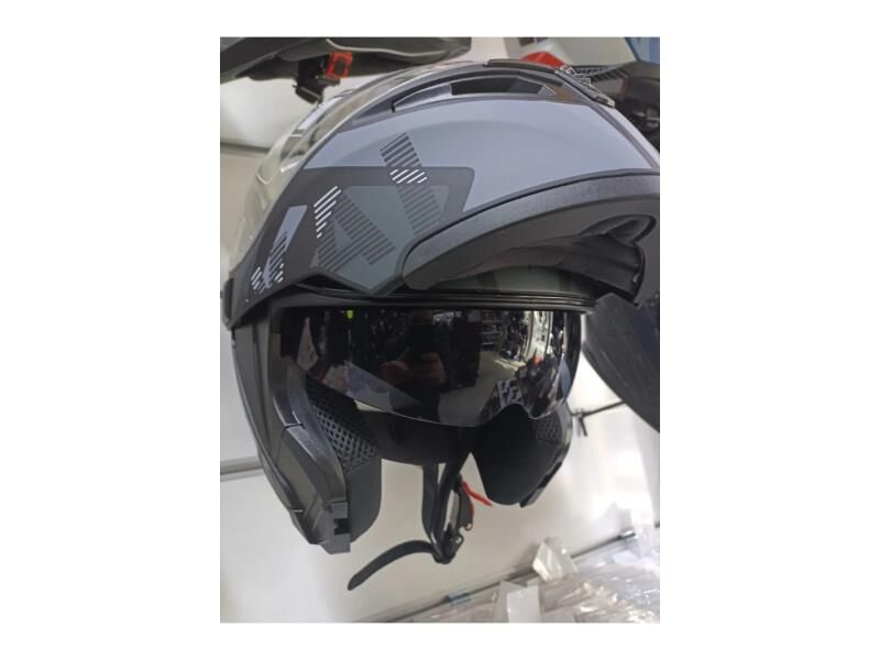 Jk-20 Jk902 Çene Pedli Güneş Vizörlü Çeneden Açılır Kask [H-1 Grey ] L