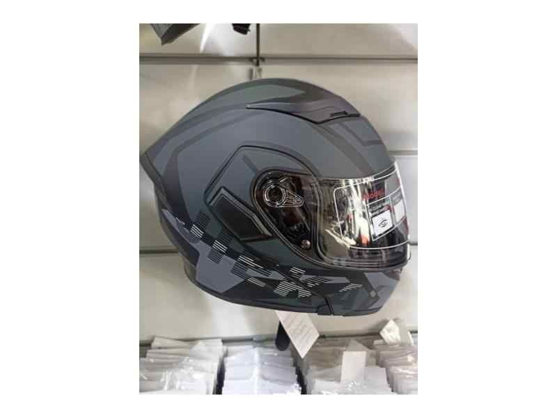 Jk-20 Jk902 Çene Pedli Güneş Vizörlü Çeneden Açılır Kask [H-1 Grey ] L