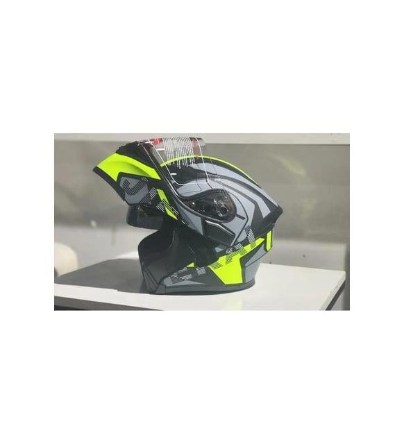 Jk-20 Jk902  Çene Pedli Güneş Vizörlü Çeneden Açılır Kask [H-1 Yellow] Xl Beden