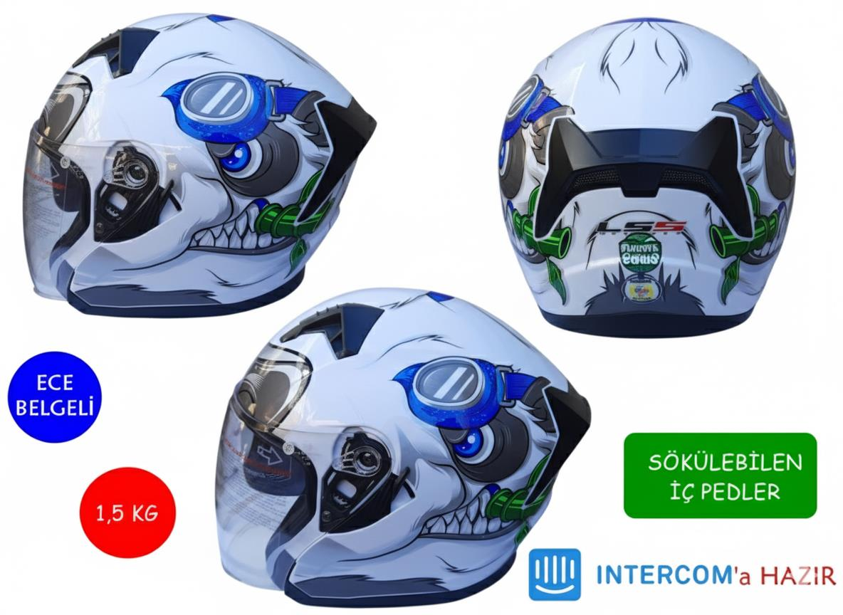 Kask Lss Çenesiz Vizörlü Beyaz (D) M Beden