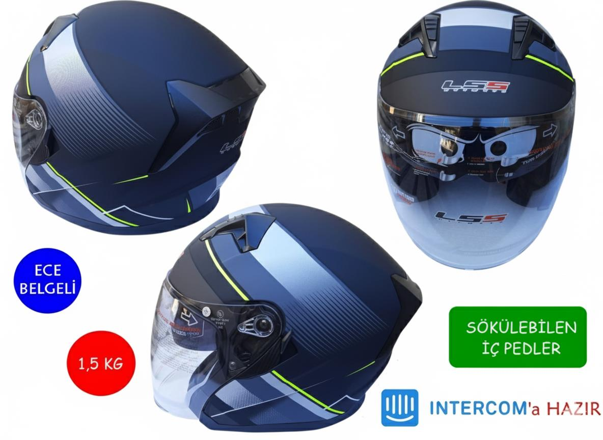 Kask Lss Çenesiz Vizörlü Mat Siyah (B) M Beden