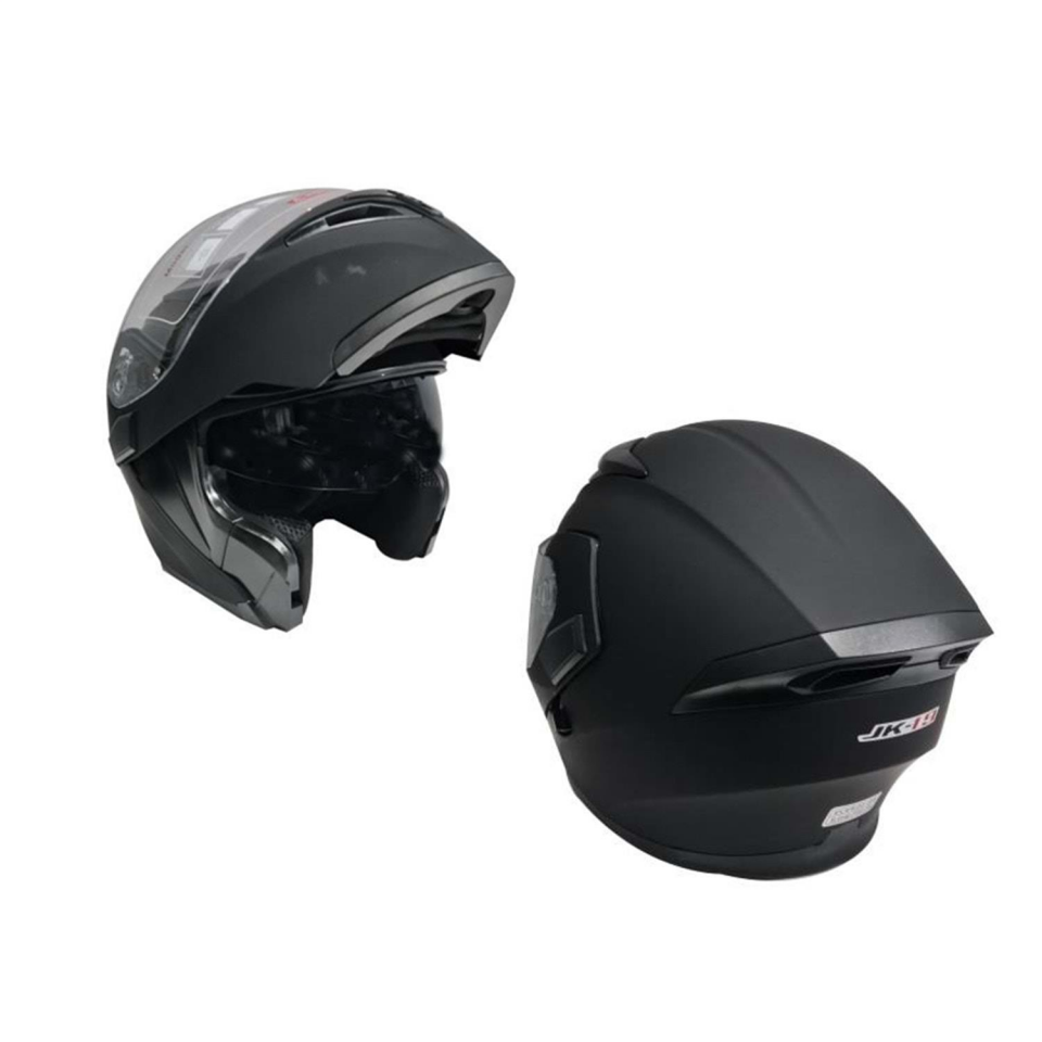 Jk-20 Jk115 Çeneli Motosiklet Kaskı Güneş Gözlüklü [Mat Black] Desen L Beden