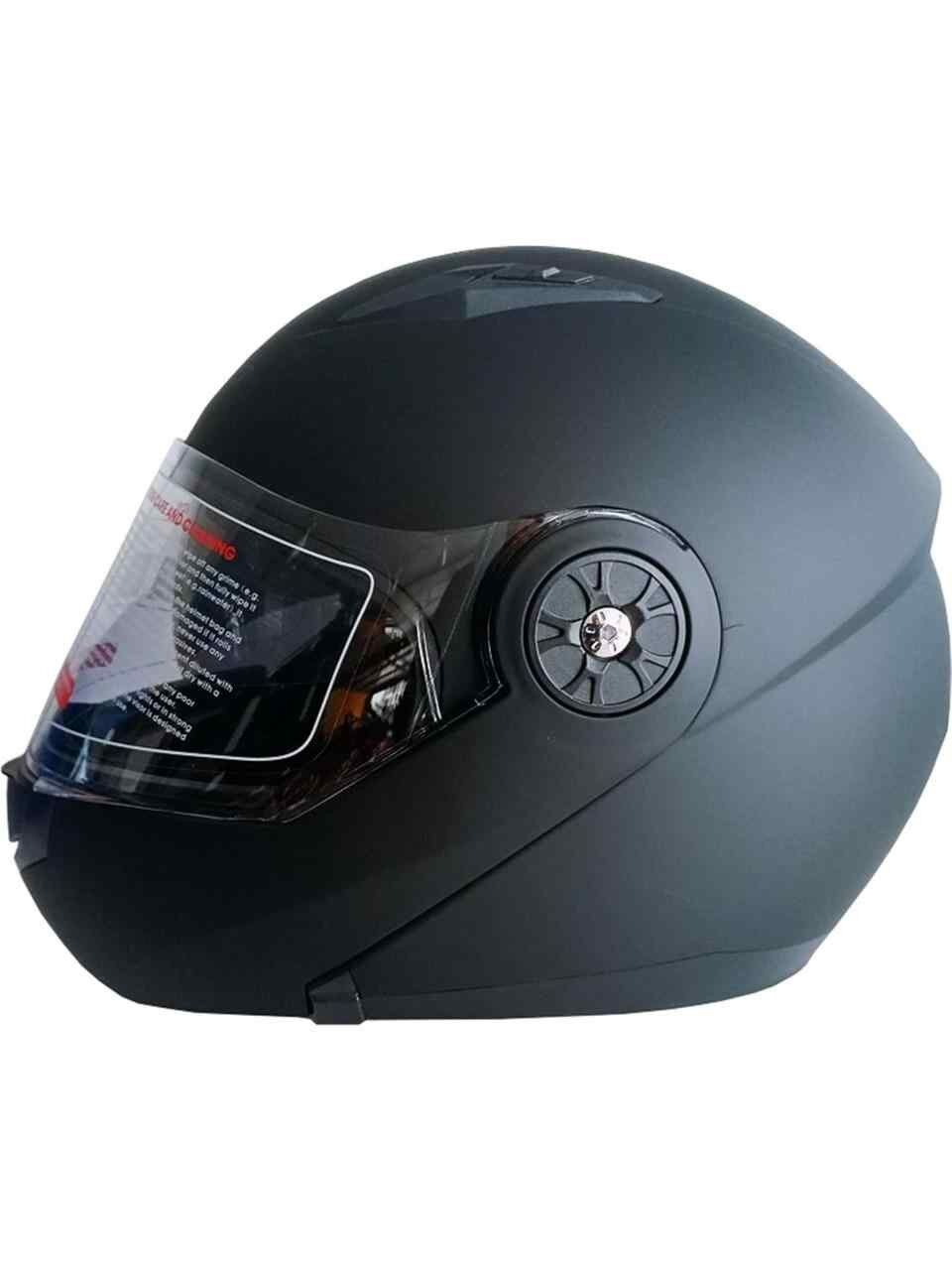 Jk-20 Jk115 Çeneli Motosiklet Kaskı Güneş Gözlüklü [Mat Black] Desen L Beden