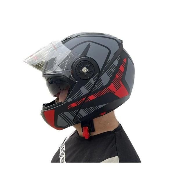 Jk-20 Jk115 Çeneli Motosiklet Kaskı Güneş Gözlüklü [Z1 Red] Desen Xl Beden