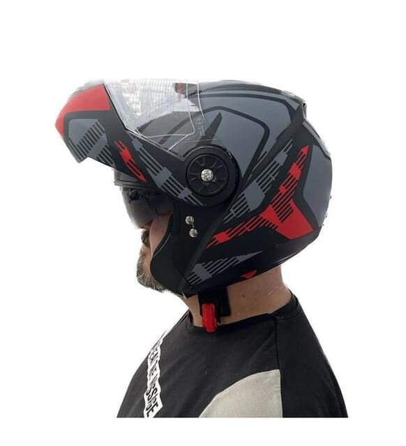 Jk-20 Jk115 Çeneli Motosiklet Kaskı Güneş Gözlüklü [Z1 Red] Desen Xl Beden