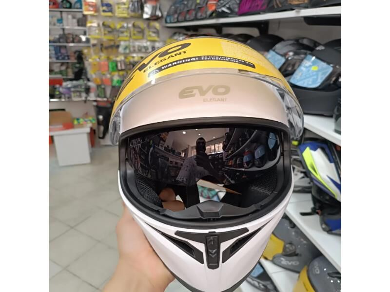 Kask Çeneli Gözlüklü Evo Mat Beyaz 31601 -M-