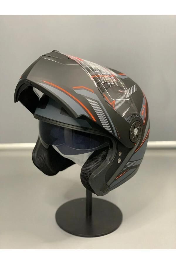 Jk-20 Jk115 Çeneli Motosiklet Kaskı Güneş Gözlüklü [F-3] Desen Xl Beden